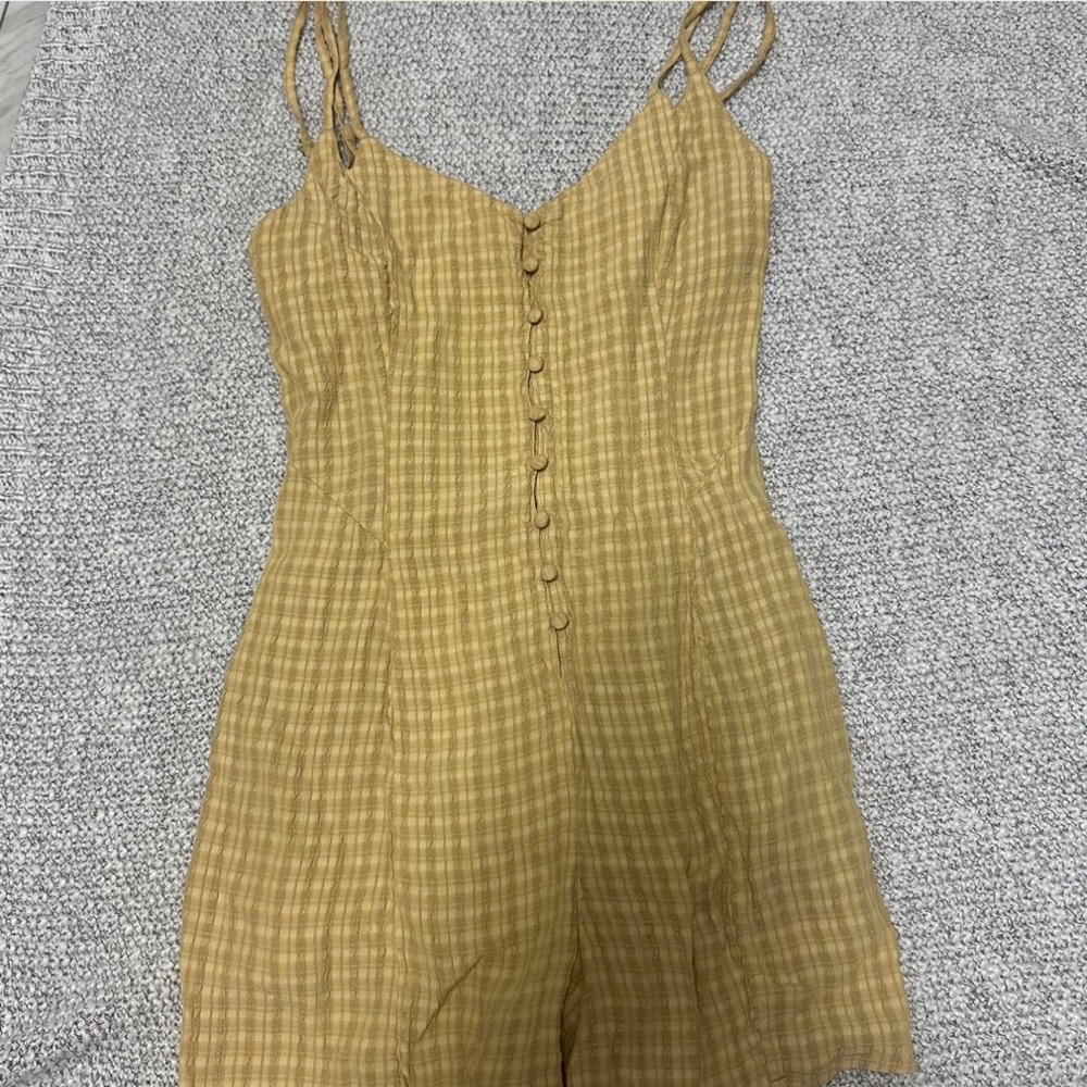 Muse Tan Plaid Jumpsuit